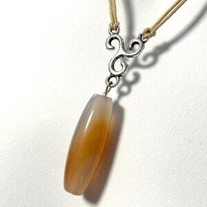 2/$20, Genuine Orange Agate Lariat Necklace, Large Gemstone Cord Necklace